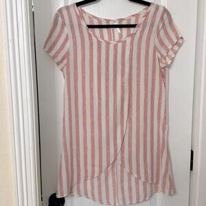 Six seven striped pink top size small